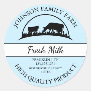 Étiquette de lait frais de ferme