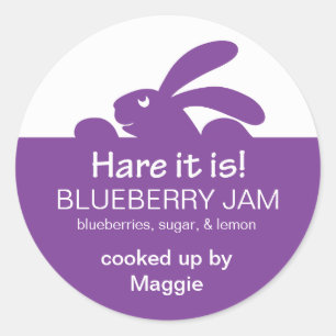 Étiquette de lapin en pot de gelée violette