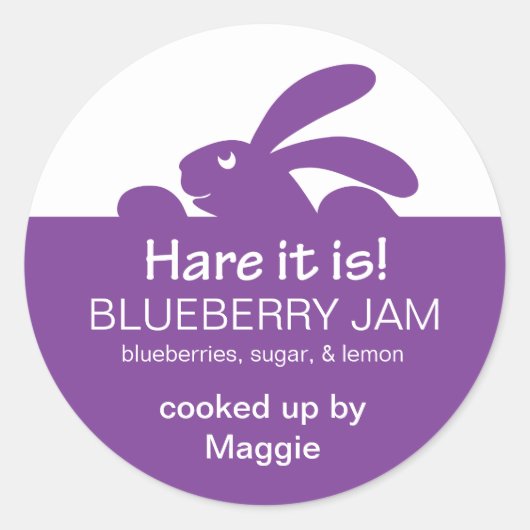 Étiquette de lapin en pot de gelée violette (Devant)