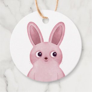 Étiquette de lapin rose pour fête d'anniversaire p