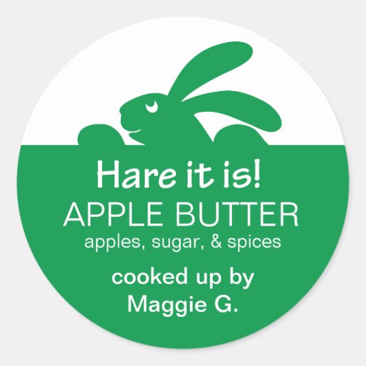 Étiquette de lapin vert de pot de gelée (Devant)