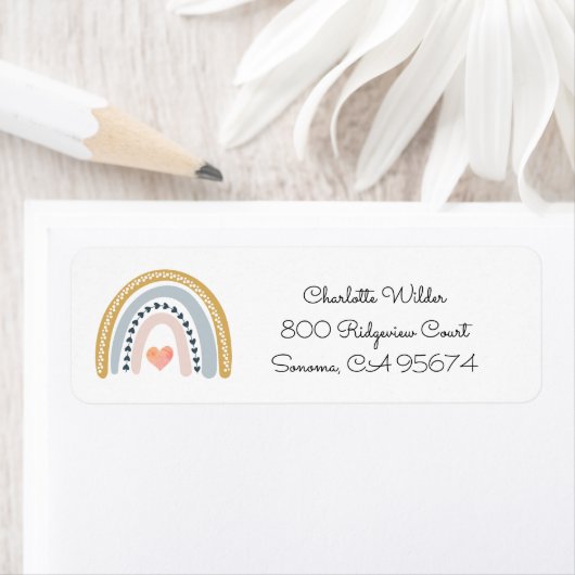 Étiquette de l'aquarelle de l'enfant Rainbow Retur (En situation)