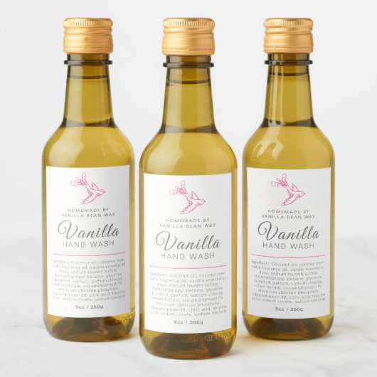 Étiquette de lavage à main beauté (Bouteilles)