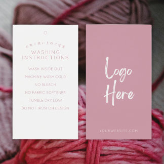 Étiquette de lavage avec logo rose blush