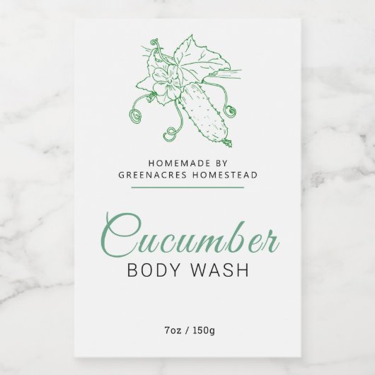 Étiquette de lavage de corps de beauté Concombre l (Étiquettes simples)