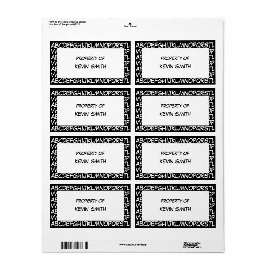 Étiquette de l'école Alphabet (Feuille entière)