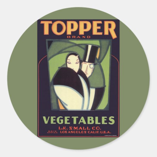 Étiquette de légume vintage Topper, Romance Art Dé (Devant)