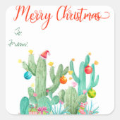 Étiquette de l'étiquette cadeau de Noël de Cactus (Devant)