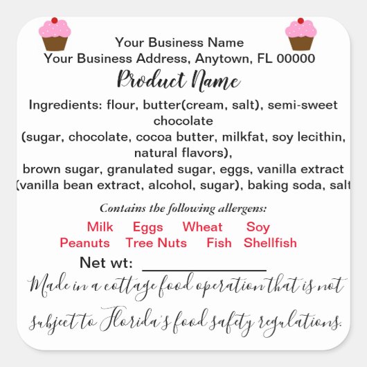 Étiquette de l'étiquette de droit alimentaire FLOR (Devant)