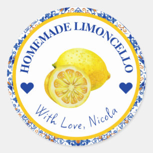 Étiquette de Limoncello fait maison Aquarelle Jaun