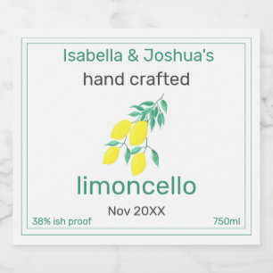 étiquette de limoncello fait maison avec amour
