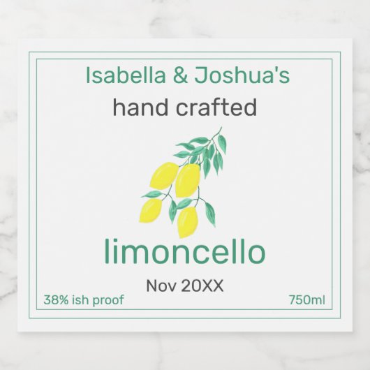 étiquette de limoncello fait maison avec amour (Étiquettes simples)