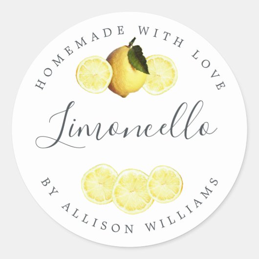 Étiquette de Limoncello fait maison sur mesure (Devant)