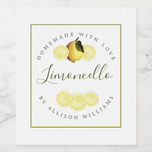 Étiquette de Limoncello fait maison sur mesure (Étiquettes simples)