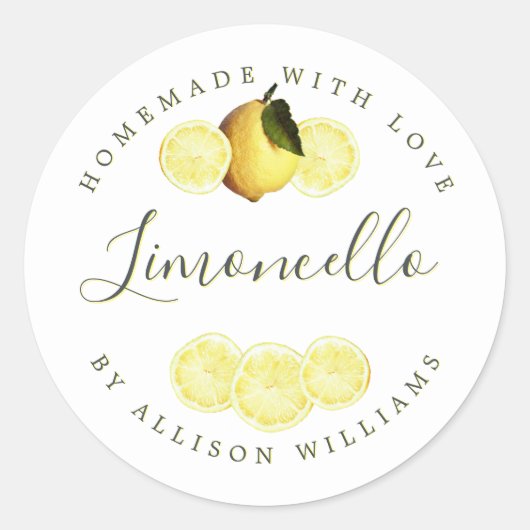 Étiquette de Limoncello fait maison sur mesure (Devant)