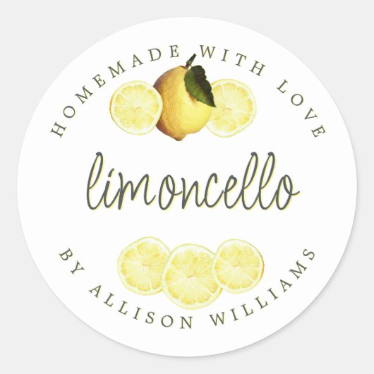 Étiquette de Limoncello fait maison sur mesure (Devant)