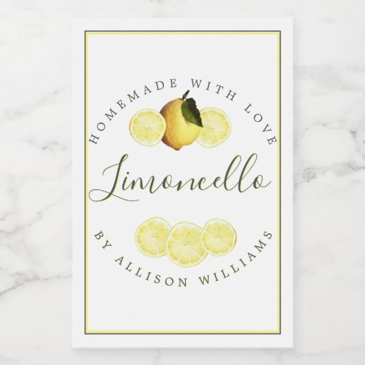 Étiquette de Limoncello fait maison sur mesure (Étiquettes simples)