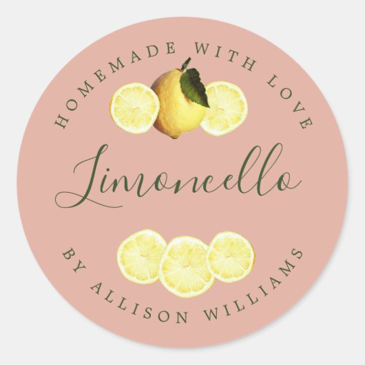 Étiquette de Limoncello fait maison sur mesure ros (Devant)