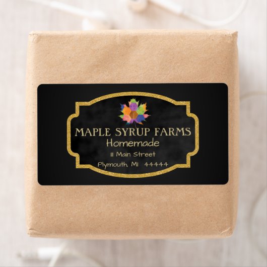 Étiquette de livraison de sirop d'érable (En situation)