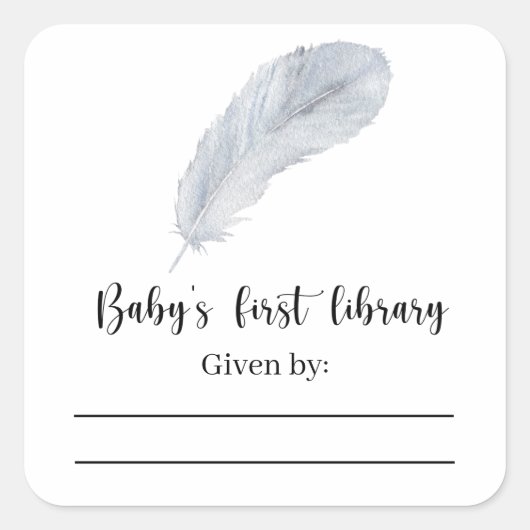 Étiquette de livre - Baby Shower Feather (Devant)