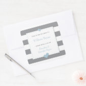 Étiquette de livre bébé gris rayures cœurs bleu cl (Enveloppe)