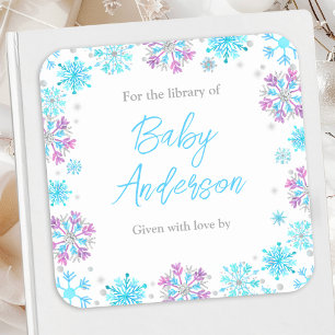 Étiquette de livre de Baby Shower Flocons de neige