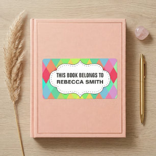 Étiquette de livre géométrique colorée Étiquette