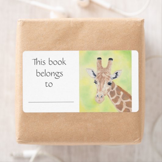 Étiquette de livre Giraffe (En situation)