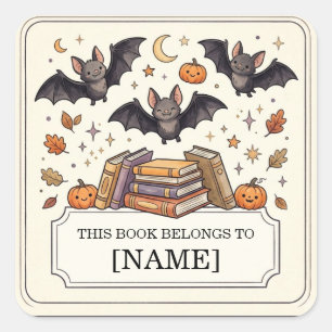 Étiquette de livre Halloween pour enfants, chauve-