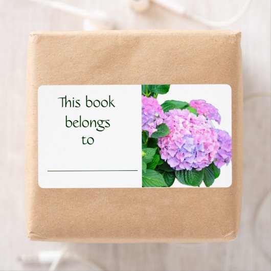 Étiquette de livre Pink Hydrangea (En situation)