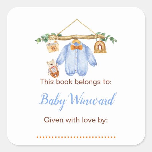 Étiquette de livre pour Baby Shower Automne Garçon (Devant)