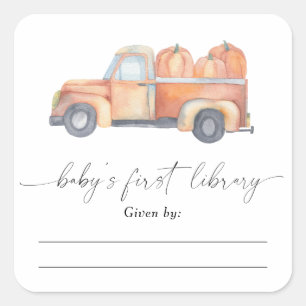 Étiquette de livre pour Baby Shower - camion à cit