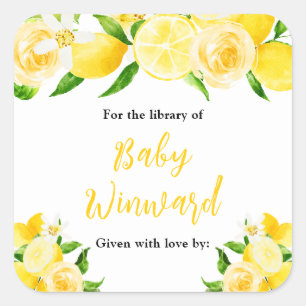 Étiquette de livre pour Baby Shower Citrons et Feu