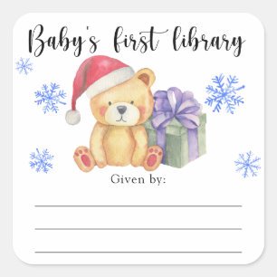 Étiquette de livre pour baby shower d'hiver, livre