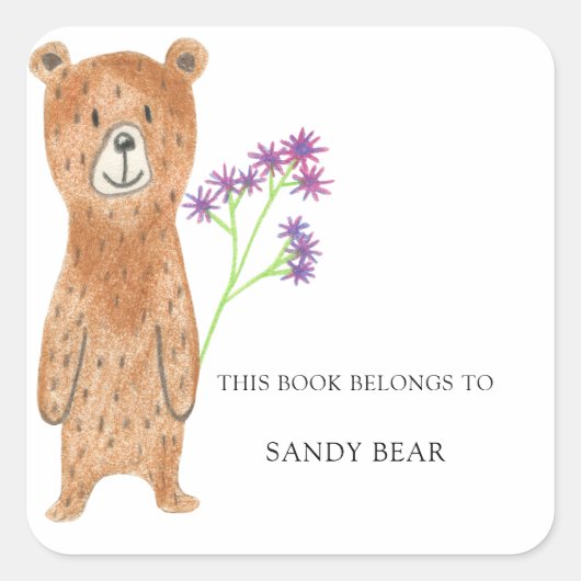 Étiquette de livre pour Baby Shower - Ours (Devant)