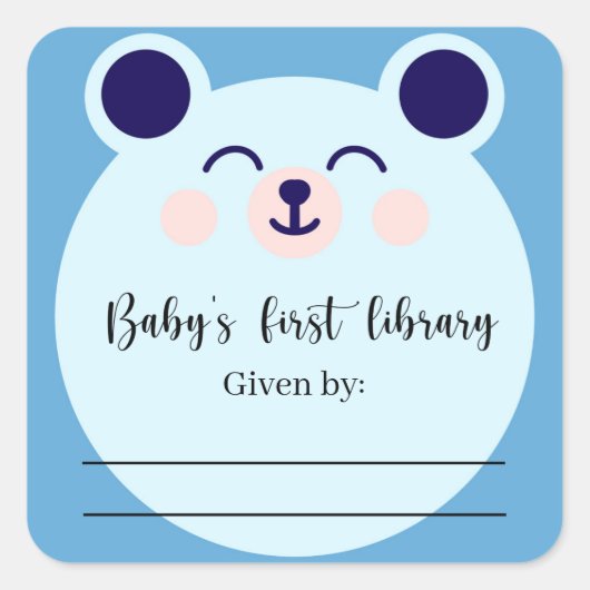 Étiquette de livre pour Baby Shower - Ours Bleu (Devant)