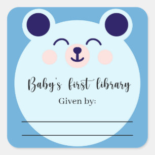 Étiquette de livre pour Baby Shower Ourson Bleu