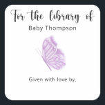 Étiquette de livre pour Baby Shower papillon, livr<br><div class="desc">Fleurs de lilas violet et baisers de papillon rose et vœux de bébé pour une fête de Baby Shower. Cartes de Baby Shower papillon pour une fille. Articles assortis disponibles.</div>