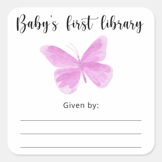 Étiquette de livre pour Baby Shower papillon, livr (Devant)