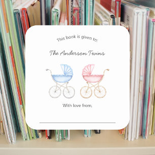 Étiquette de livre pour Baby Shower pour des jumea