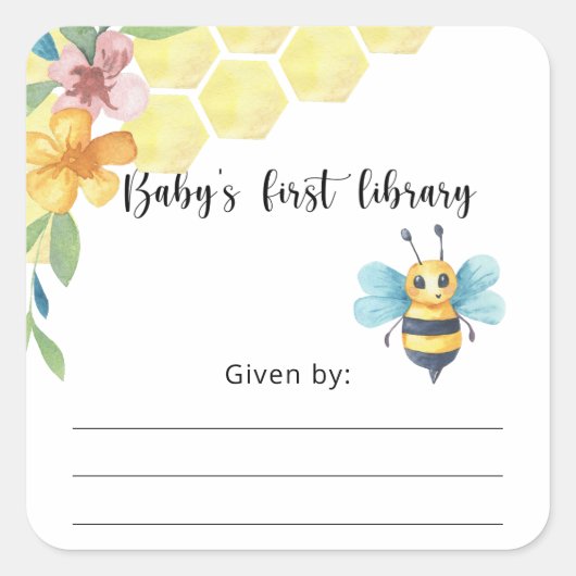 Étiquette de livre pour Baby Shower thème abeille, (Devant)