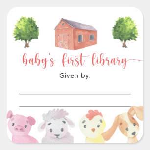 Étiquette de livre pour Baby Shower thème ferme, l