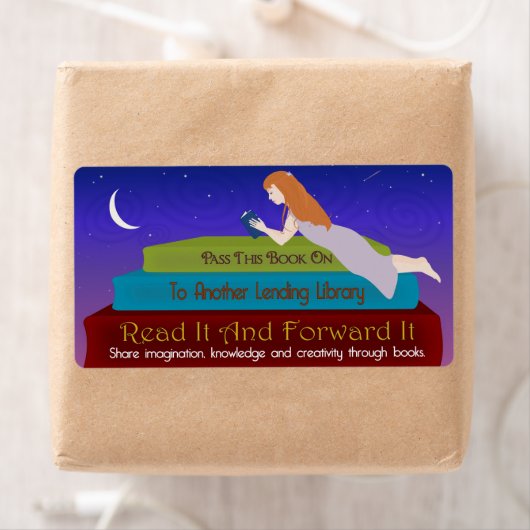 Étiquette de livres de bibliothèque de prêt (En situation)