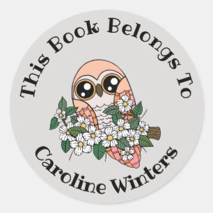 Étiquette de livres Pastel Owl