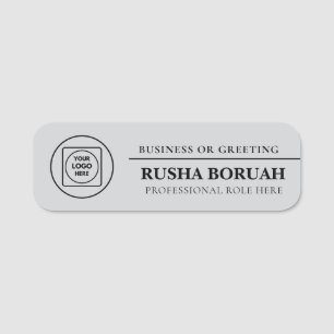 Étiquette de logo d'employé en plastique gris name