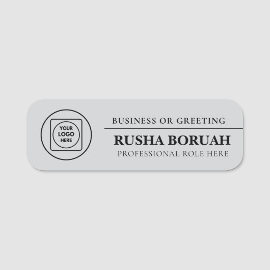 Étiquette de logo d'employé en plastique gris name (Devant)