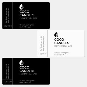 Étiquette de logo moderne à bougie noire et blan