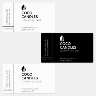 Étiquette de logo moderne à bougie noire et blan