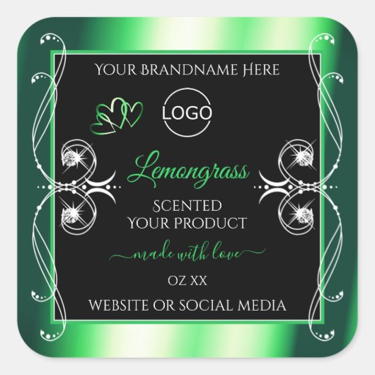 Étiquette de luxe Emerald Green Black avec logo (Devant)
