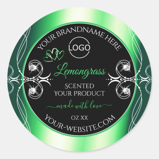 Étiquette de luxe Emerald Green Black avec logo (Devant)